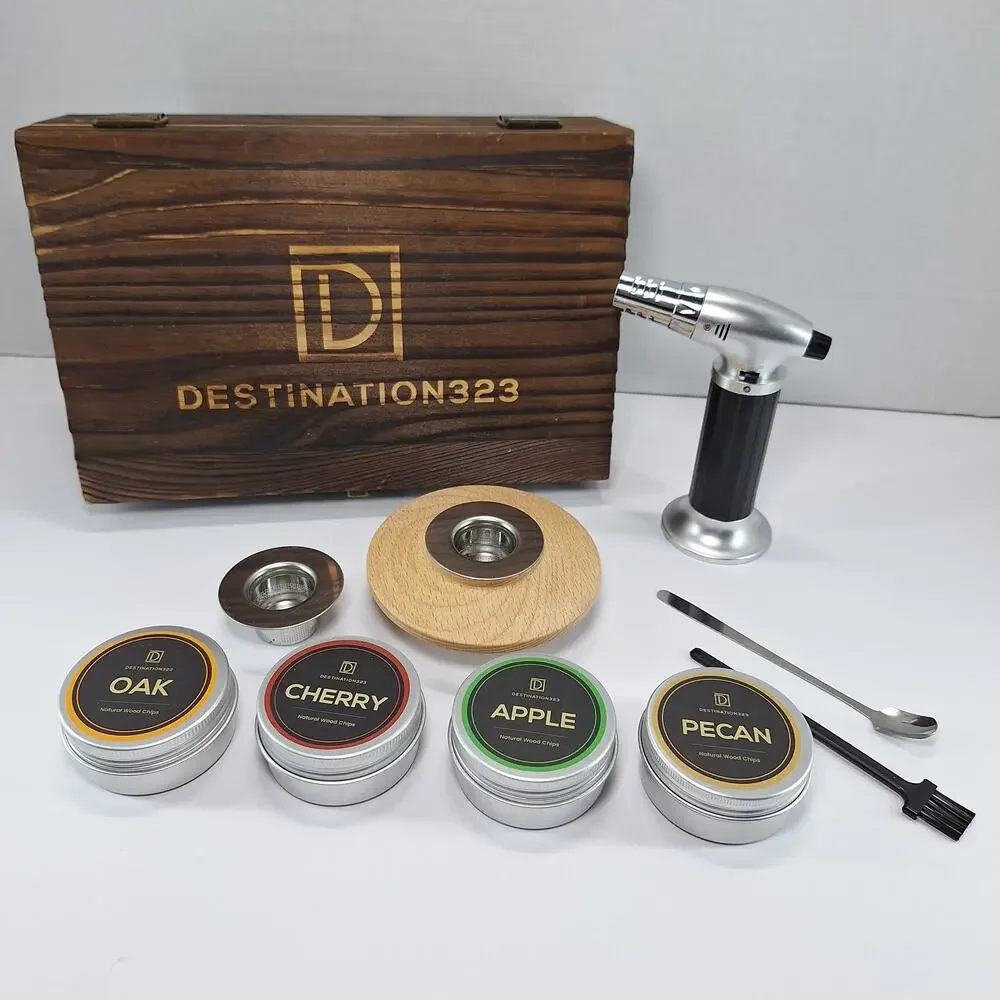 Destination323 Luxury Cocktail Smoking Infuser Kit Wooden Gift Box